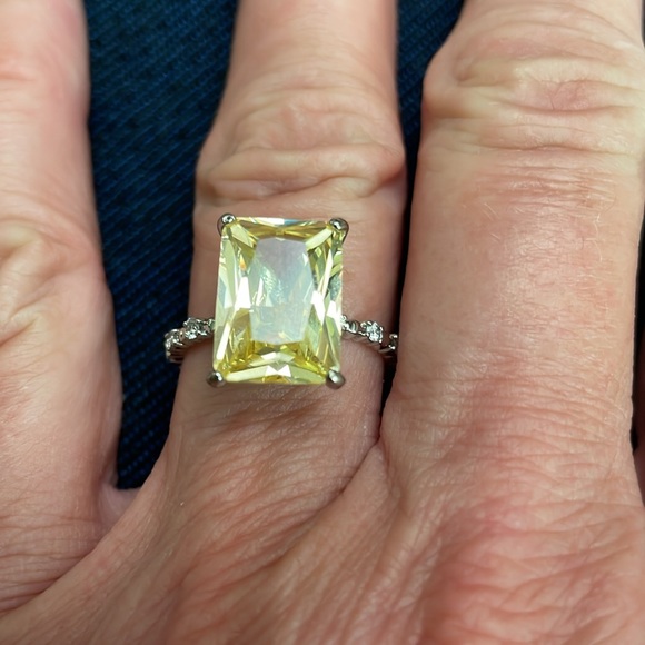 Large Yellow statement Ring Eternity Band - Picture 2 of 5